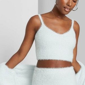 Fuzzy Mo-hair pastel baby blue tank top